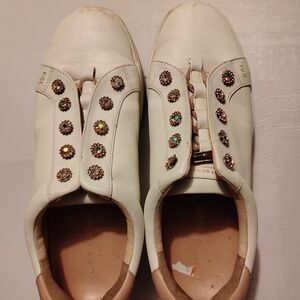 Kurt Geiger Cream Sneakers with Colorful Embellishments